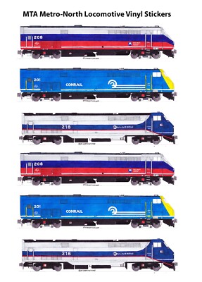 MTA Metro-North 2 ea P32ACDM 201, 208 & 218 individual Stickers