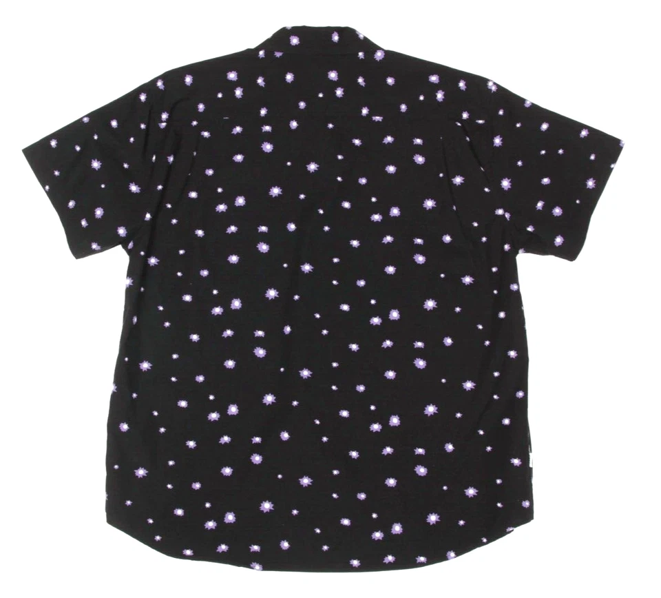 OBEY Mens Black Purple Floral Short Sleeve Organic Cotton Button Shirt sz L /964 - Image 3 of 4