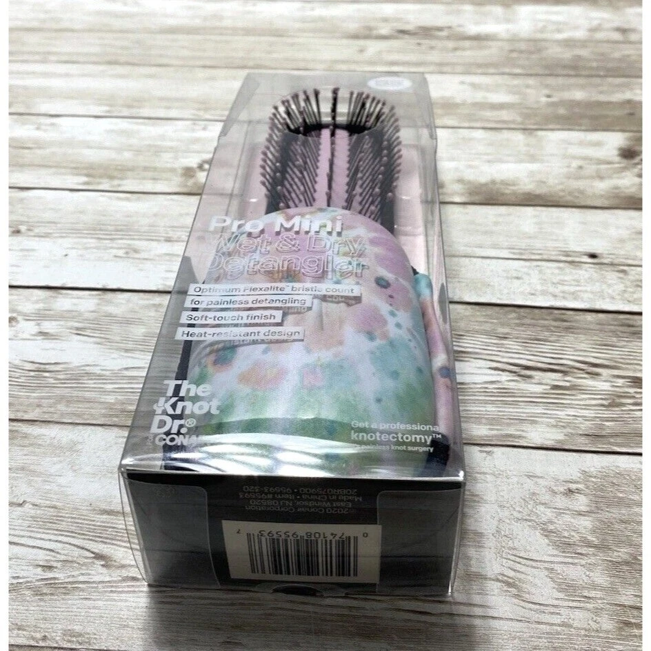 Conair The Knot Dr. Pro Mini Wet Dry Detangler Hair brush with Travel Case