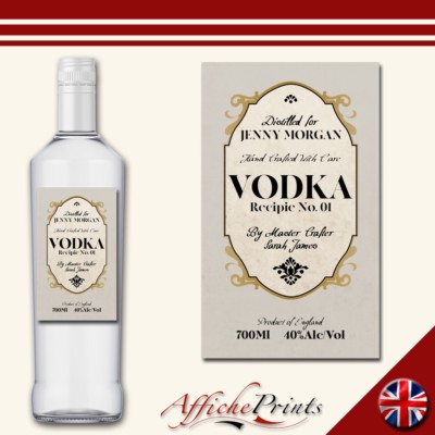 Personalised Vodka Label Speakeasy Vintage Style Sticker Custom Gift Celebration