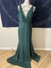 Fashion Nova Green V Neck Long Dress