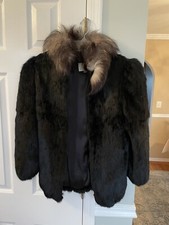 Jordache Rabbit Fur Black Jacket & Coats Size 10 Women’s Plush Fur