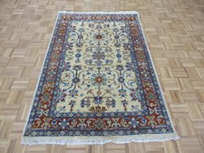 4'1 x 6'3 Hand Knotted Ivory Tribal Fine Kazak Oriental Rug Geometric G8810