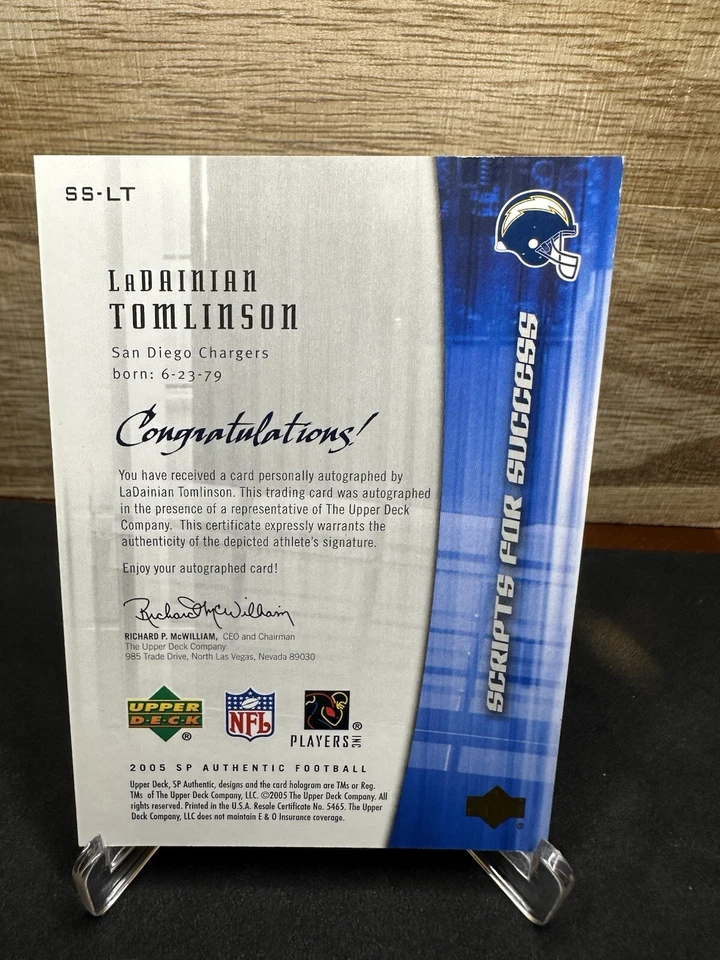 2005 SP Authentic Scripts for Success Autographs #SSLT LaDainian Tomlinson HOF - Image 2 of 2