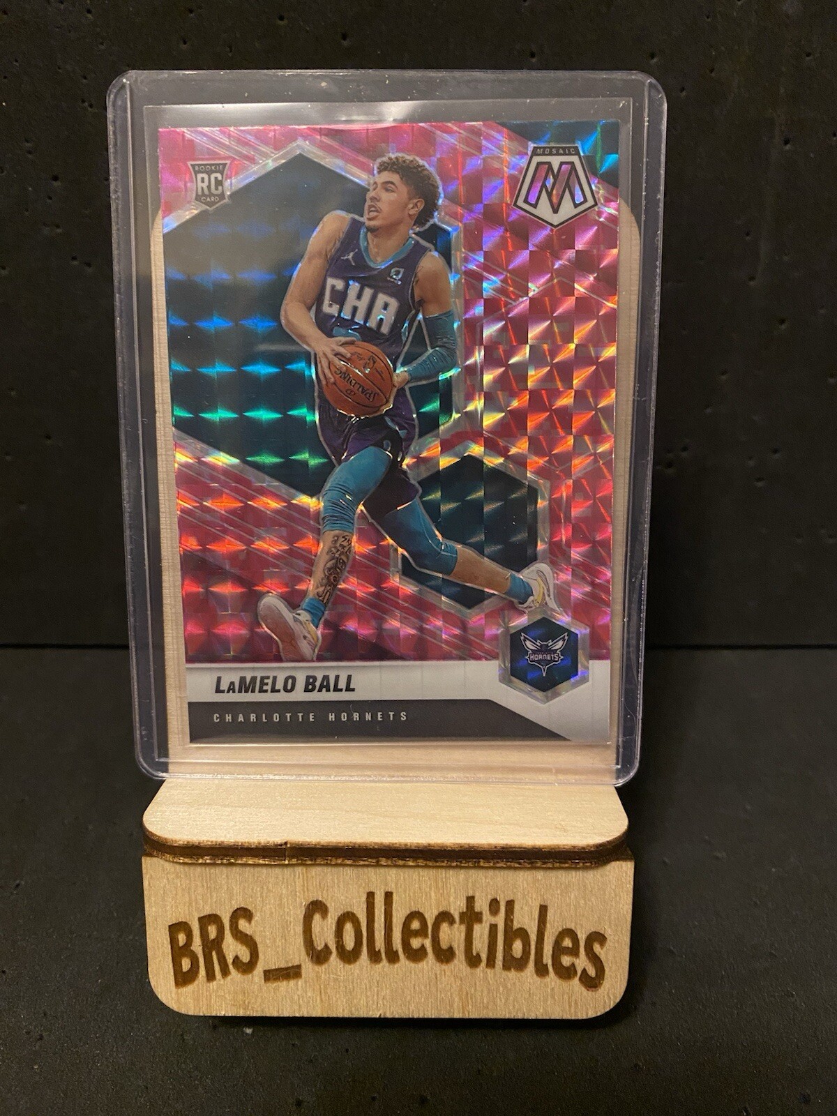 2020-21 Mosaic LaMelo Ball Pink Camo Prizm Rookie #202 Hornets