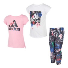 adidas Kids' 3-piece Set, Pink and White, Size 3T-7T, Free Shipping