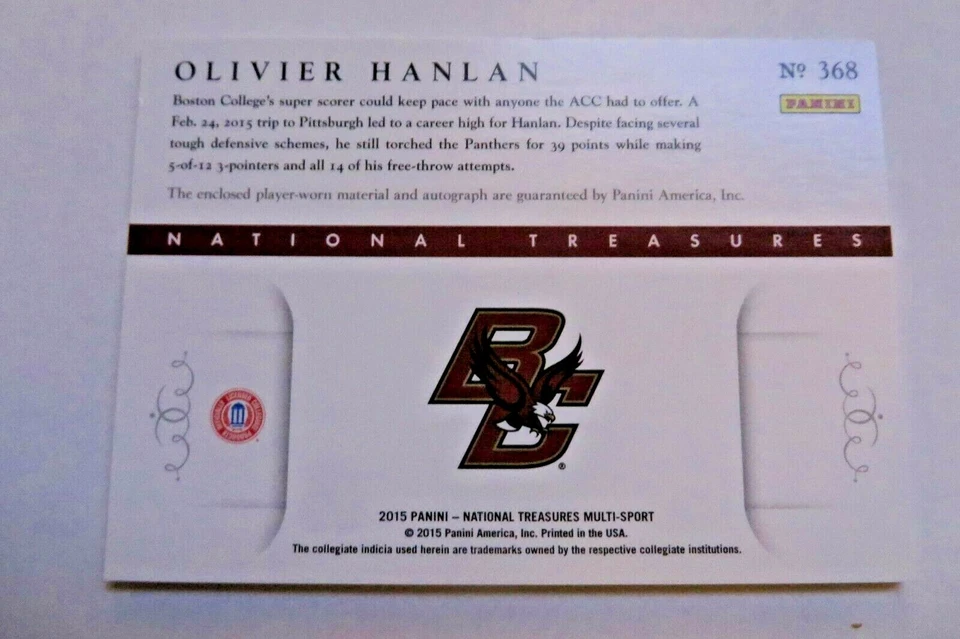 2015 National Treasures Multisport Signatures Olivier Hanlan Auto Card 75/99 - Image 3 of 3