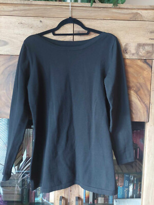Gina Benotti Feinstrick Pullover Pulli Sweatshirt Longshirt M L 38 40 42 schwarz