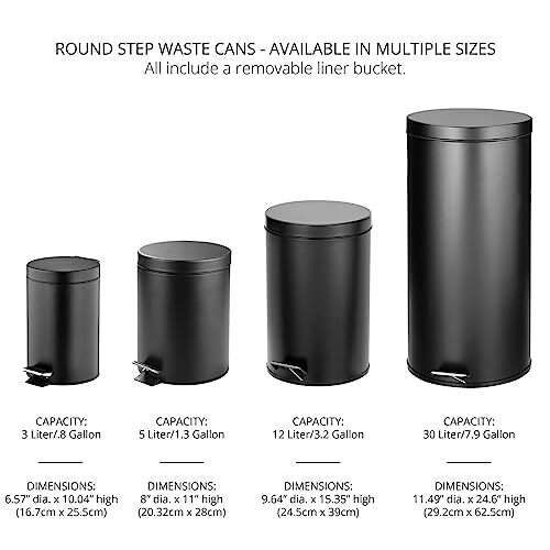 3L Step On Trash Can with Lid and Removable Liner Bucket for Kitchen Bathroom - Picture 2 of 8
