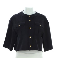 Celine Women's Cropped Sleeve Collarless Jacket Cashmere