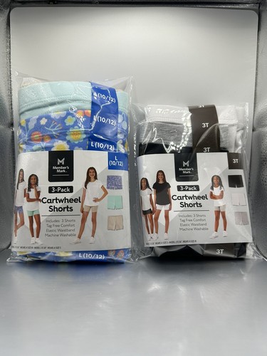 Girls Tagless Full-Elastic Waistband Secure Fit 3 Pack Cartwheel Shorts - Picture 2 of 11