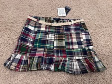 Polo Ralph Lauren patchwork belt skirt GIRL'S 6 green blue red ruffles classic