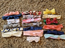 Lot Of 19 Baby Girl Headbands  Top Knots  Bows Toddler Girl, prints  solids