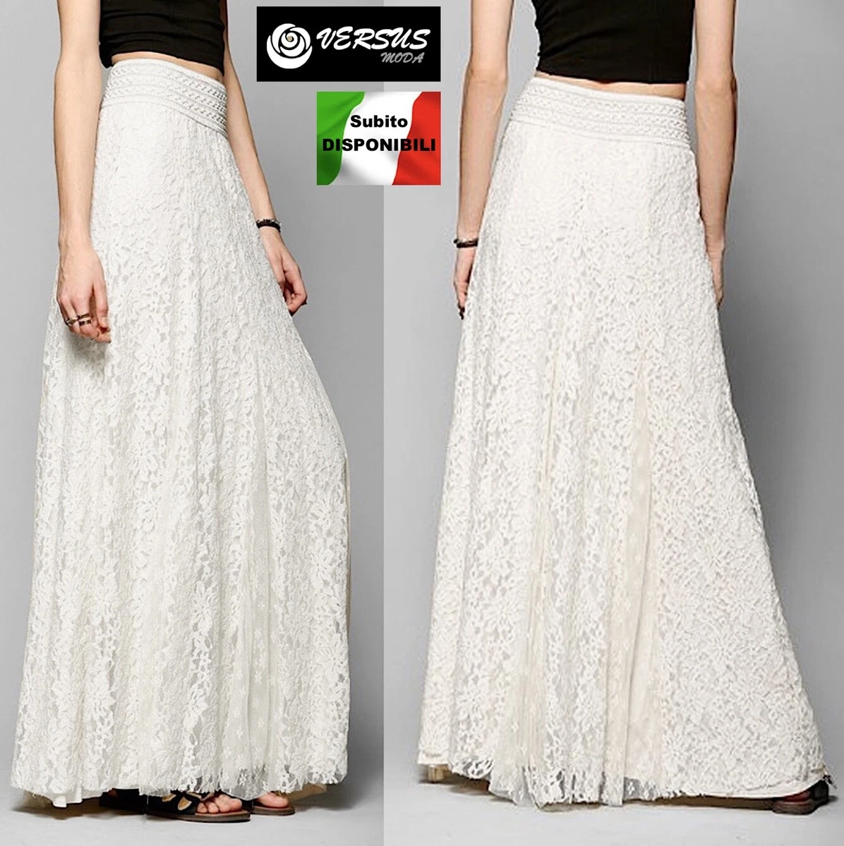 Cream lace store maxi skirt