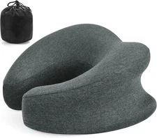Memory Foam Travel Neck Pillow for Car and Airplane Travel Pillow (Dark Grey)