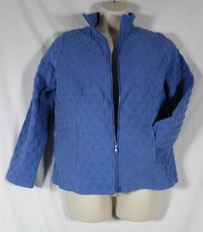 Nomadic Traders Blue Quilted Coat Jacket Zipper Collar Pockets NWT Large - Image 4 of 4