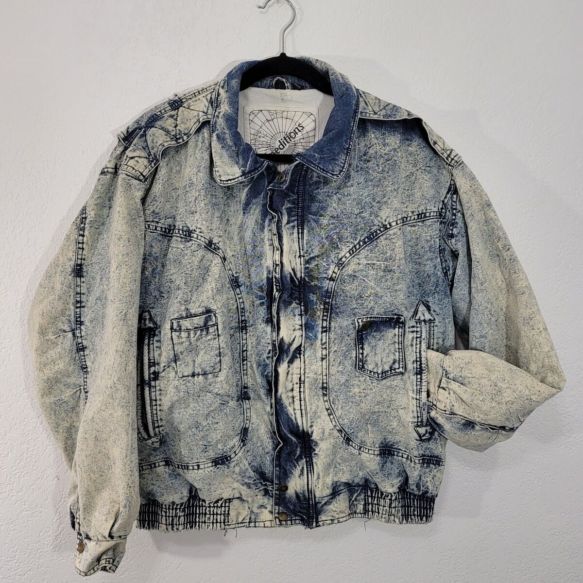 Vintage Acid Wash Jean Jacket Sz L Expeditions Denim Coat Vintage Acid Wash Jean Jacket Sz L Expeditions Denim Coat