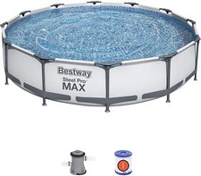 Bestway Swimming Pool Set 12ft Steel Pro Frame Fun Family Garden Summer Paddling