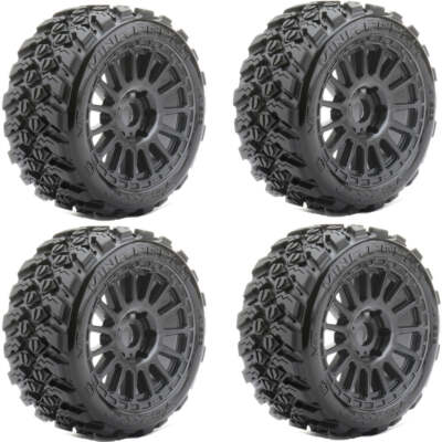 Powerhobby 1/8 Buggy King Cobra Tires Belted Mounted 17MM Radial Wheels (4)