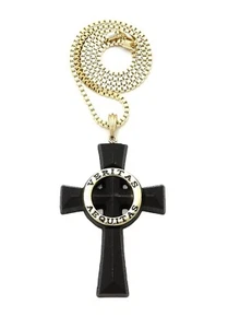 Veritas Aequitas Boondock Saints Cross Pendant 3mm/24",30" Box Chain Necklace