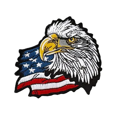 PATCHWORK PARADISE Bald Eagle American Patriotic Flag Embroidered Iron-On Patch – Exclusive Design