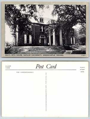 Greencastle Indiana DEPAUW UNIVERSITY DELTA ZETA HOUSE Postcard P811