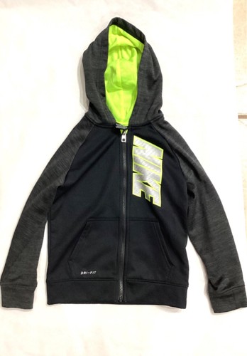 Nike Dri Fit Hoodie Athletic Jacket Youth 6/M Full Zip Pockets Long Sleeve Black - Picture 3 of 7