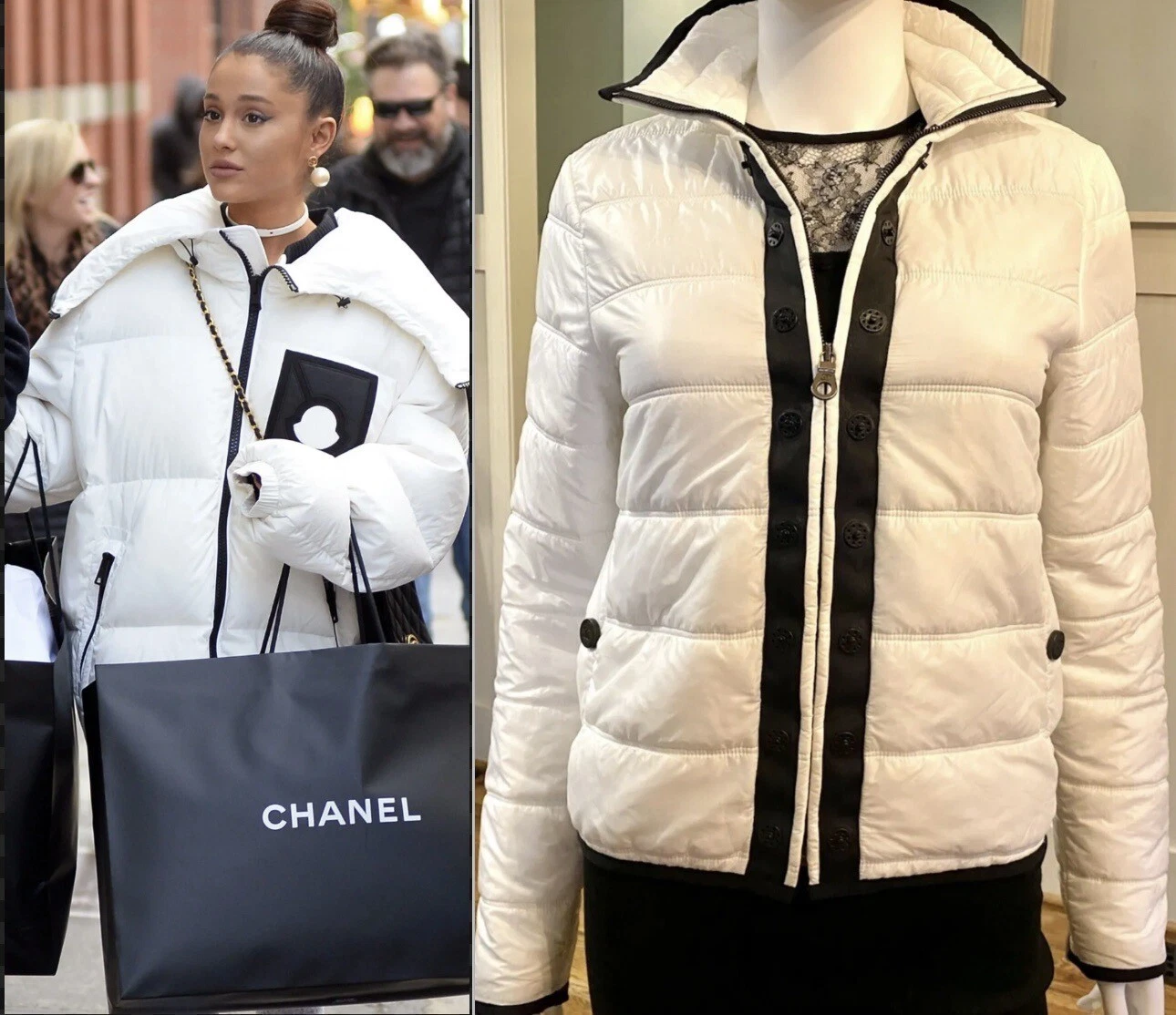 Cappotto da sci 5K Chanel 2014 Coco Nege bianco 34 36 2 4 top giacca collo pelliccia di volpe S M