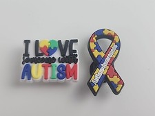 2pc Autism Awareness Ribbon SHOE CHARMS For Crocs  Foam Clog Shoes
