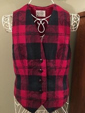 Women's Vintage Vest Red Holiday Plaid Miss Pendelton Wool Tailored Small 6 Wow!