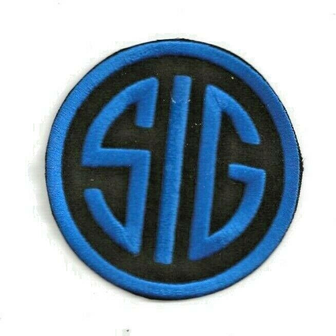 NEW 3 1/2 INCH BLUE SIG SAUER IRON ON PATCH FREE SHIP CP2