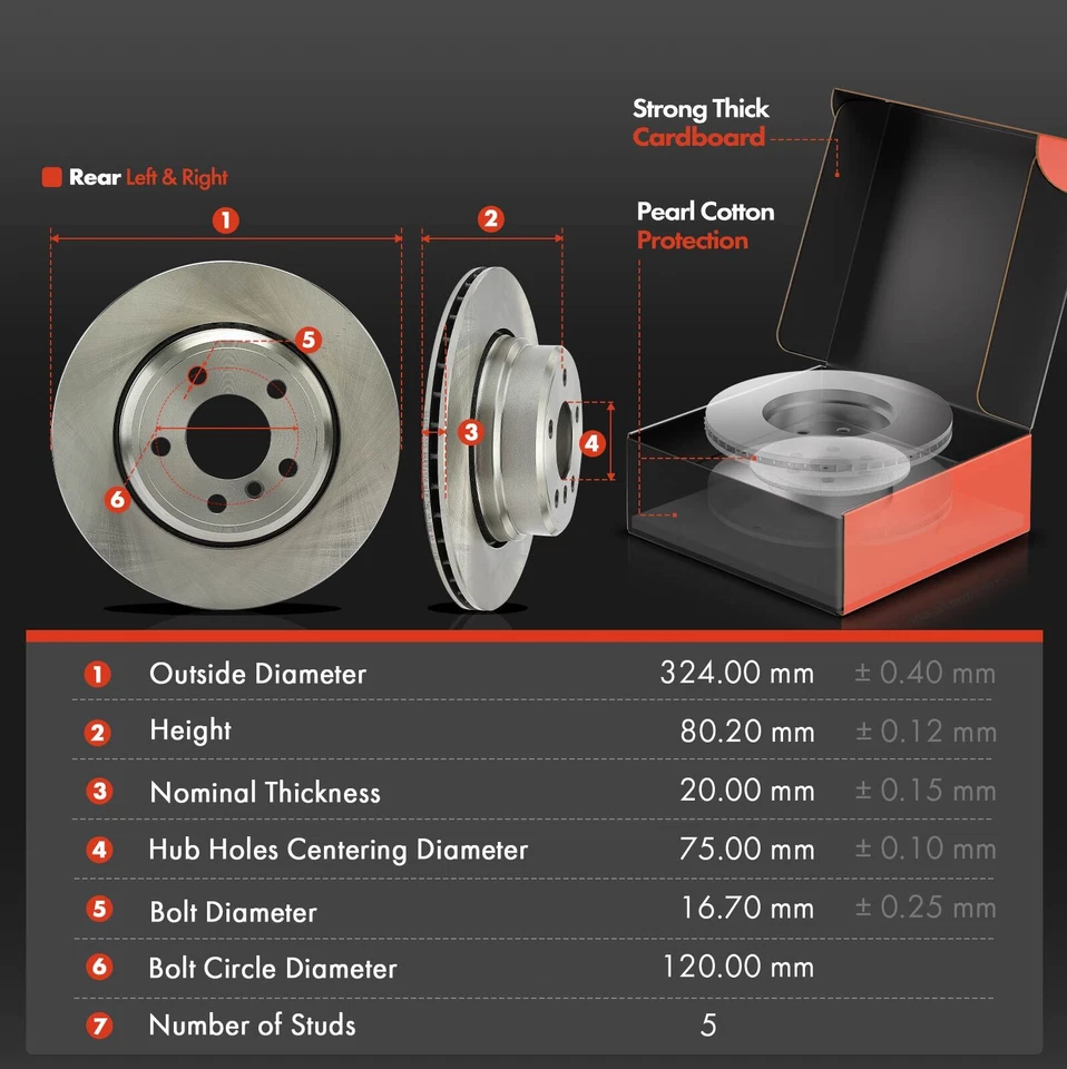 12 piezas rotores de freno de disco delanteros y traseros y pastillas de freno para BMW X5 2002 2003 2004-2006 Foto 3 de 4