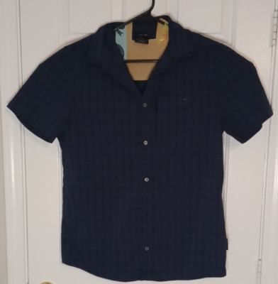 Jack Wolfskin Shirt Sz 50 52 At Home Outdoors UV Shield Blue Plaid Button Up