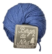 Vtg Berger du Nord Superwash Yarn Ball 5 Blue Purple # 670 ~  100% Wool 1.75 oz