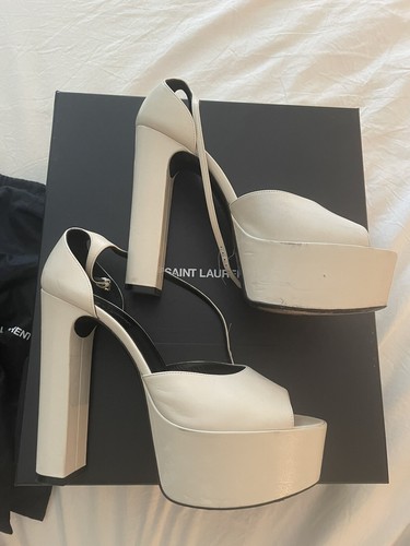 Saint Laurent YSL Jodie white Pearl Platform Sandal 40 | eBay