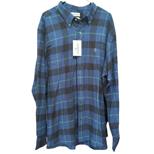Saddlebred - Men's Long Sleeve Flannel Plaid Button Up Shirt XXL, Beam Blue NWT