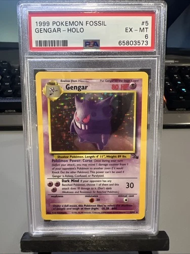 Gengar Holo Pokemon Fossil 5/62 PSA 6