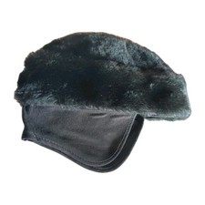 VINTAGE Black Faux Fur Hat w/Ear Flaps pretty new nice looking.