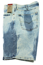 New LEVI'S 412 Men's 40 X 9" Distressed Blue Stretch Hemmed Jean Shorts MSRP 50