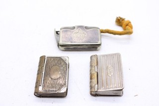 F x3 Antique Vesta Cases Inc Silver plated Monogram & Book Cases Etc