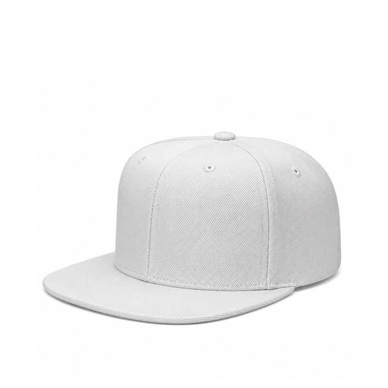 Wholesale Blank Hat Flat Crown Adjustable Snapback Cap White