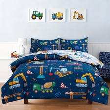 Trucks Tractors Cars Boy Bedding Comforter Set with Sheets, Twin Size Cartoon...