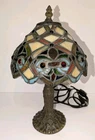 Vintage Tiffany Style Leaded Stained-Glass Jewels 14" Accent Table Lamp