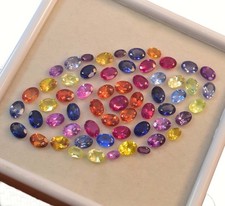 21 Pcs Natural Sapphire Oval Cut CERTIFIED Loose Gemstone Mix Color Lot 5x3 mm