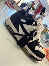 Off-White Out Of Office Black White Leather Men's Sneaker OMIA189C99LEA007