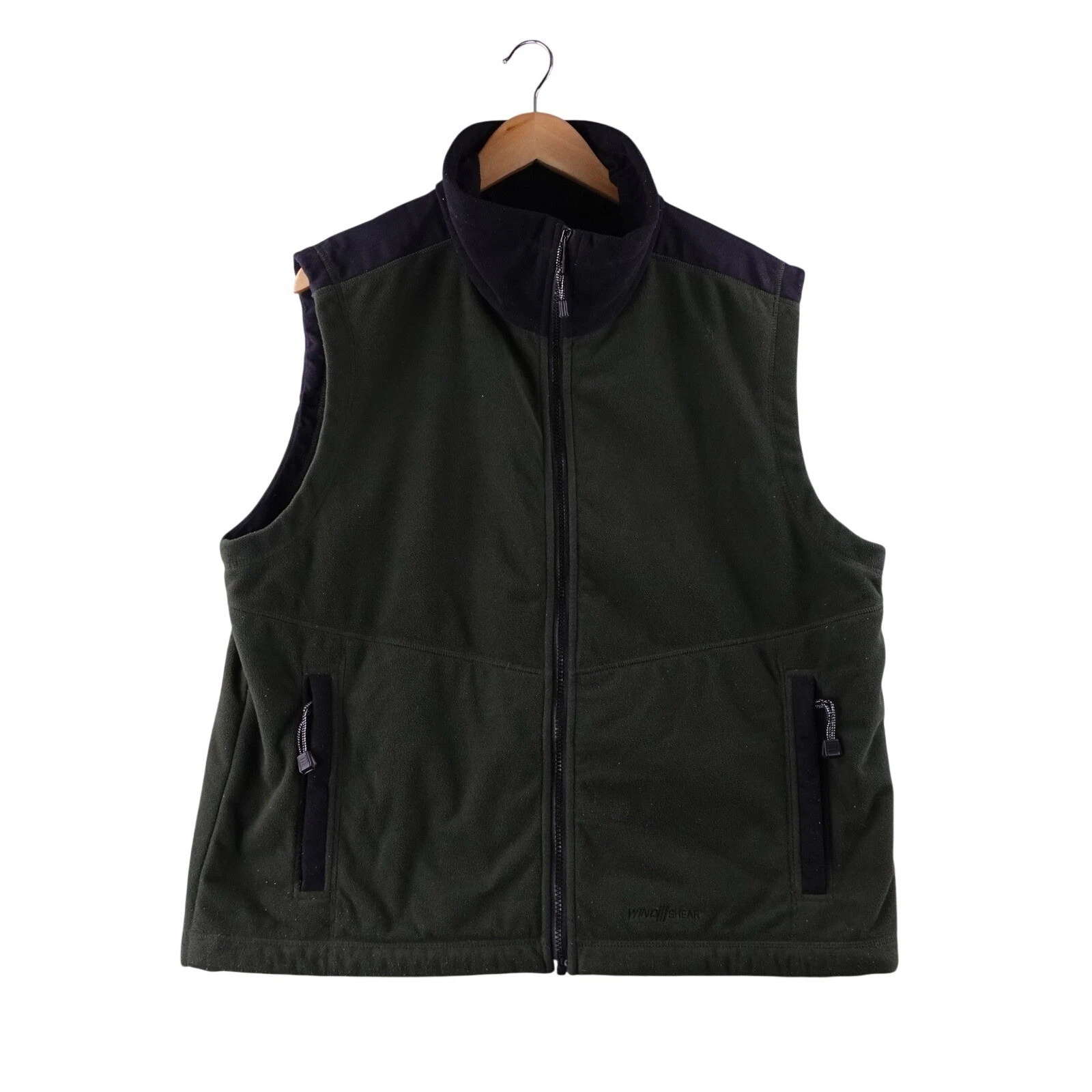 Cabelas Outdoor Gear Men's Fleece Vest Green Black Full Zip Size L Outdoor Camp