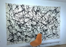 Large Abstract Painting Jackson Pollock Style Original Mid Century Style Canvas 