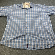 Wrangler Shirt Mens XL Blue Plaid Short Sleeve Button Up Pocket Cotton Blend