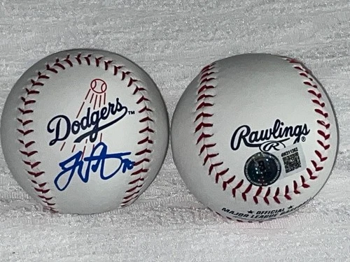 Justin Wrobleski Los Angeles Dodgers Auto Signed Logo Baseball Beckett Witness