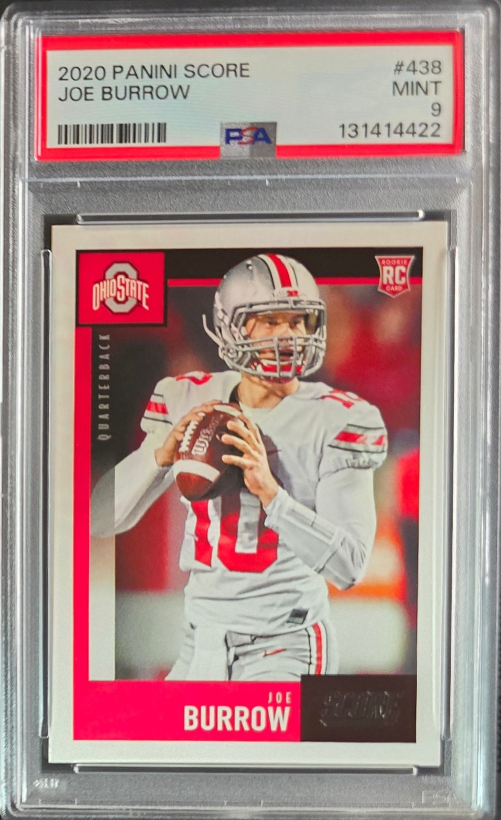 2020 Panini Score JOE BURROW 438 ROOKIE PSA 9 Mint Ohio State Cincinnati Bengals